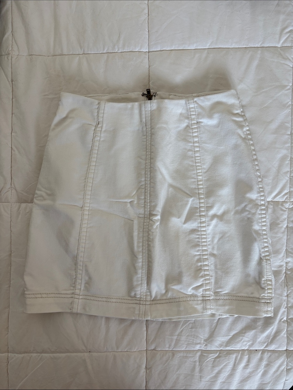 Free People White Denim Mini Skirt Coquette Coastal Cowgirl